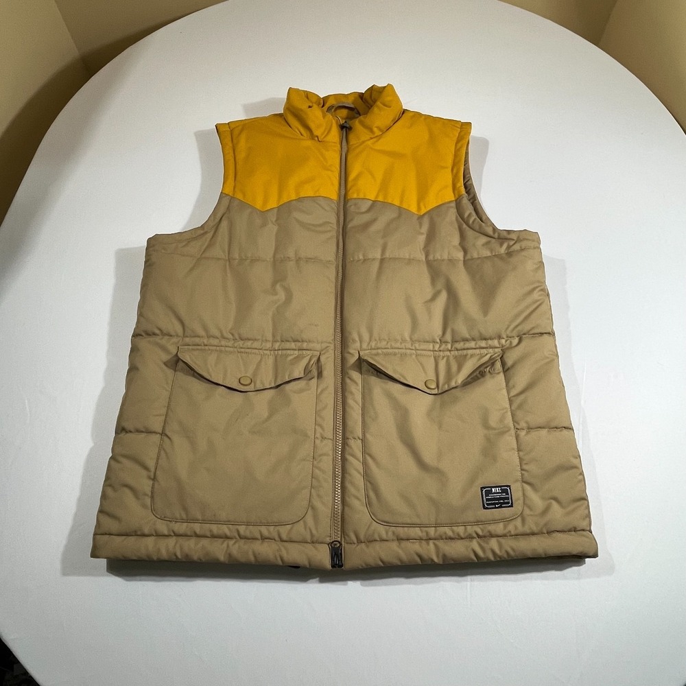 Nike Colorblock Puffer Vest Mens Size M Tan Gold Utility Gorpcore